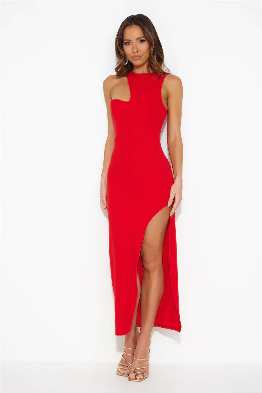 Girl In The Shadow Midi Dress Red