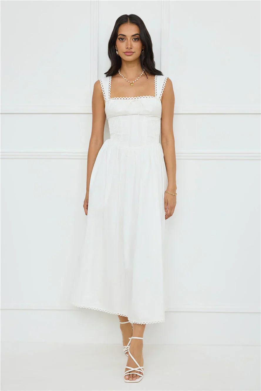 Luxe Serene Midi Dress White