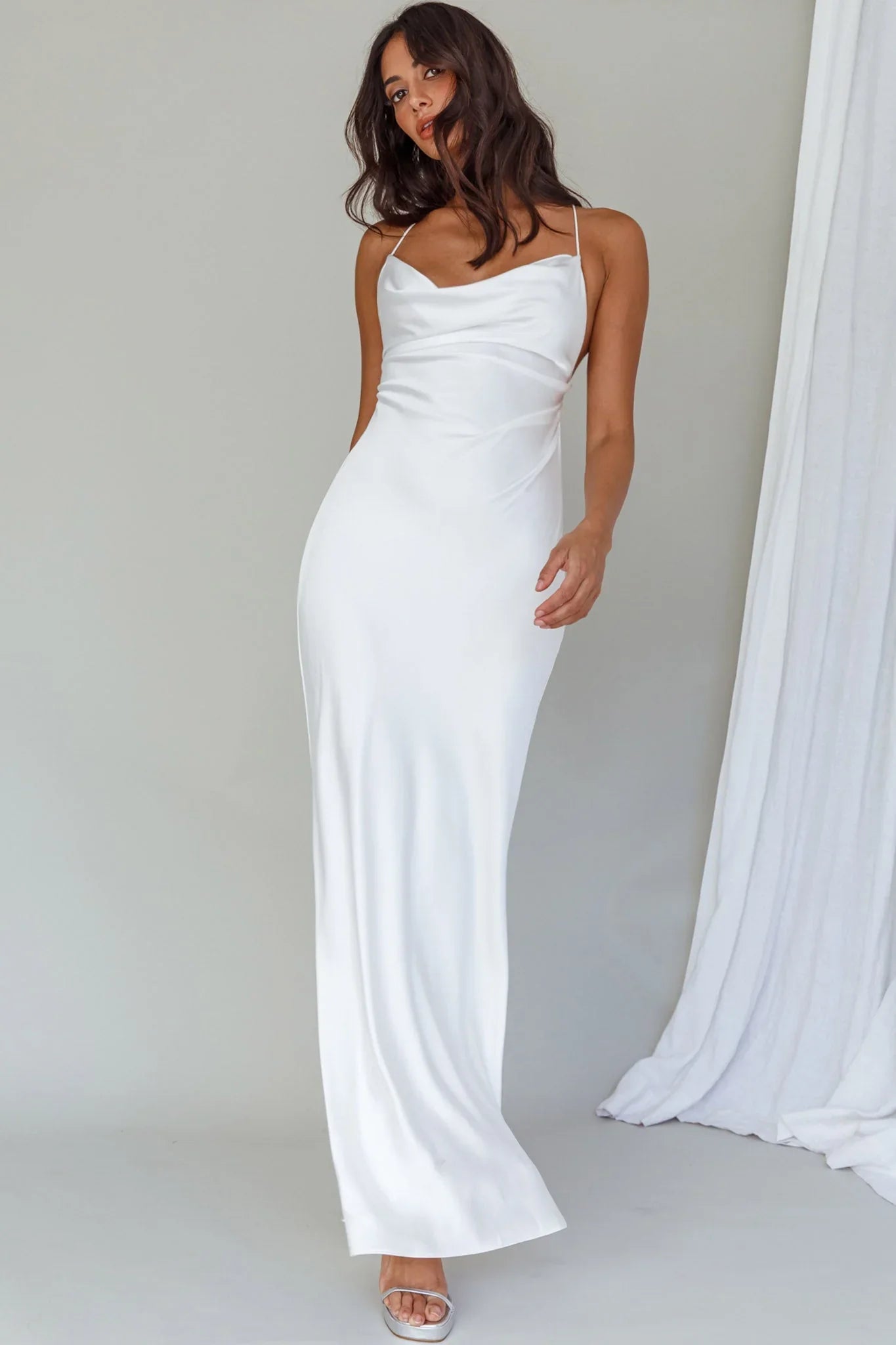 Palma Low Back Strappy Maxi Dress White