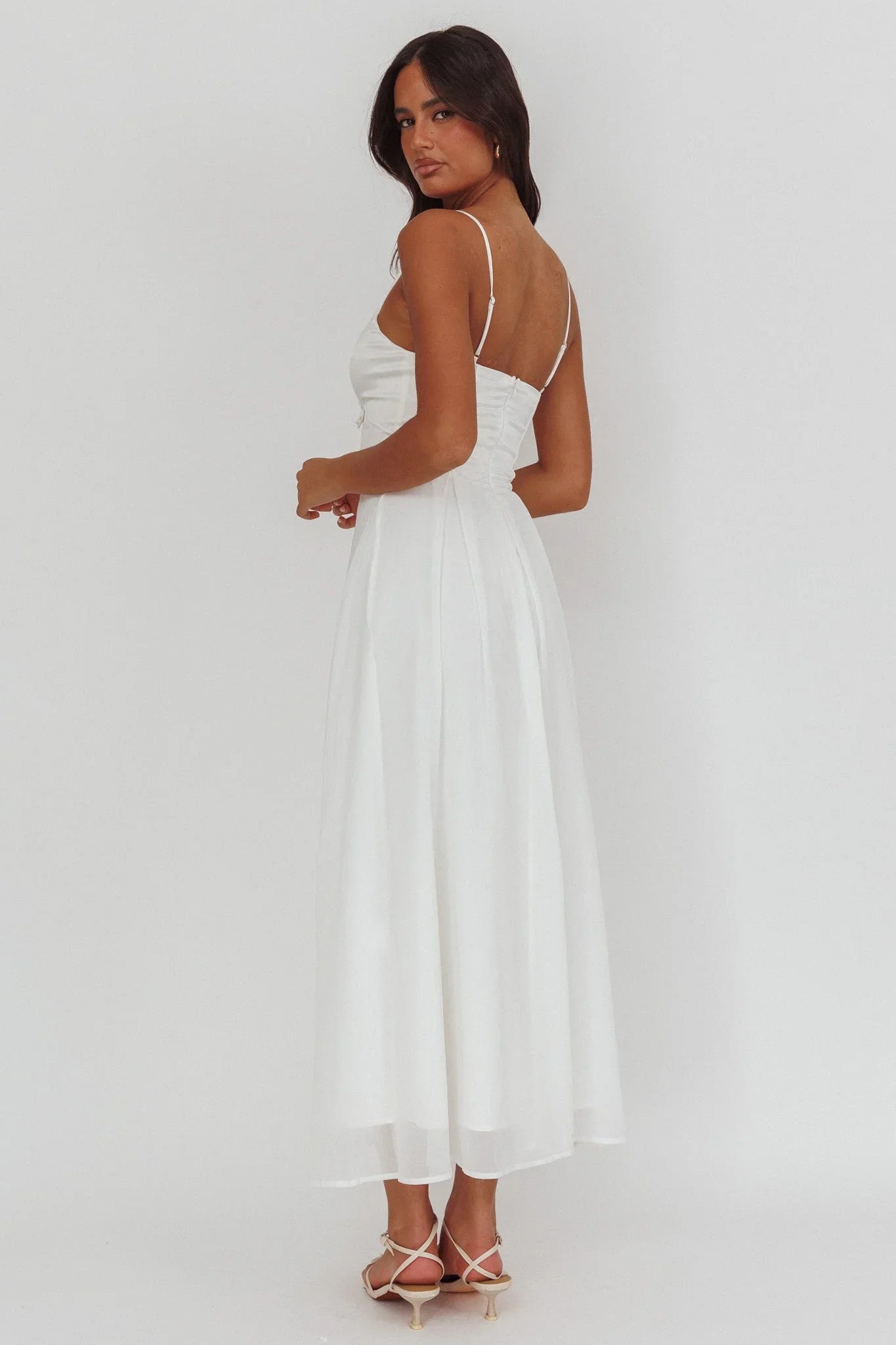 Lora Cami Strap Butterfly Dress White