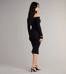 Fireside Flirt Off-The-Shoulder Midi Dress