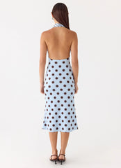 Awuku Midi Dress - Blue Mocha Dot