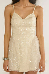 Roselisse Cami Strap Sequin Mini Dress Oyster
