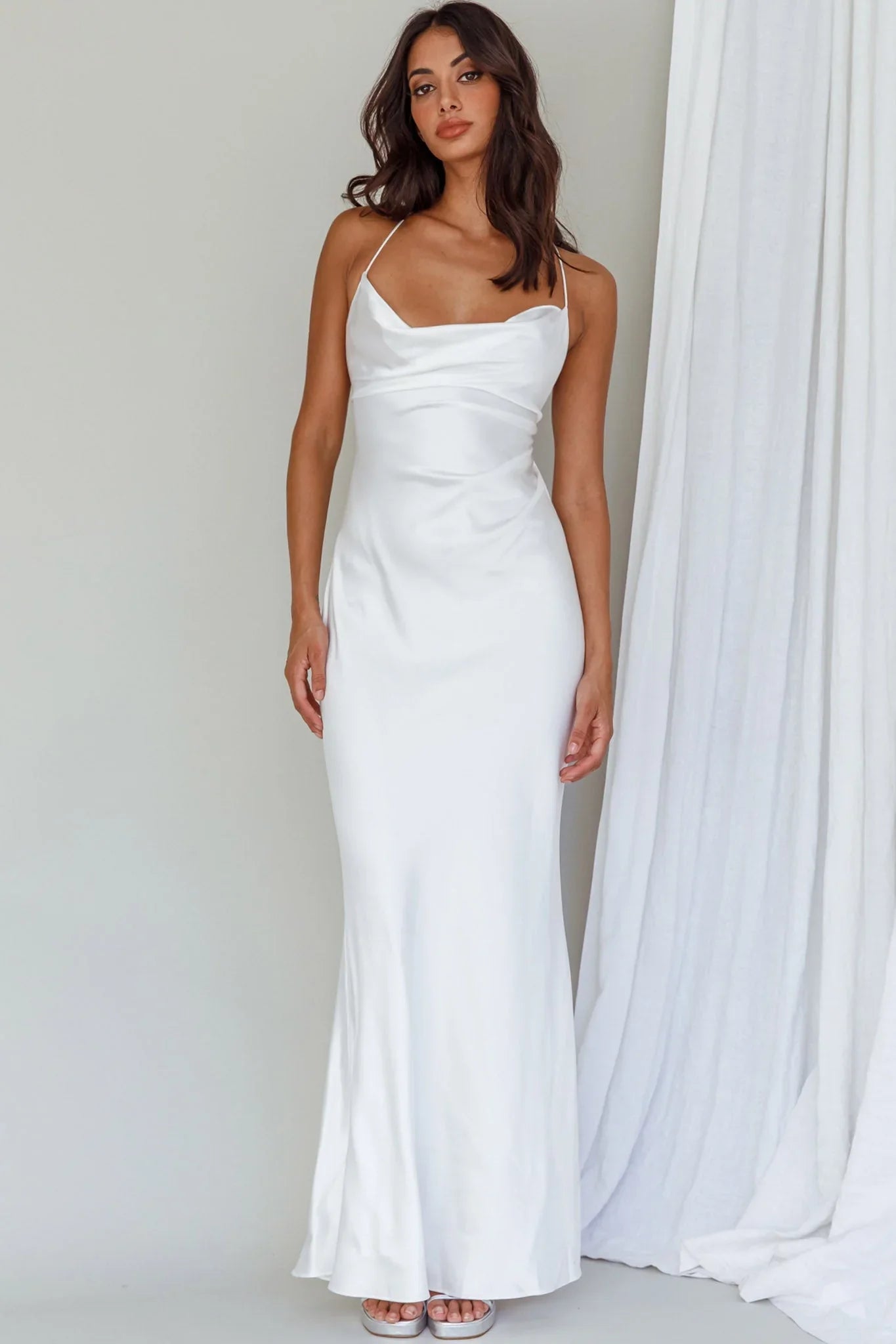 Palma Low Back Strappy Maxi Dress White
