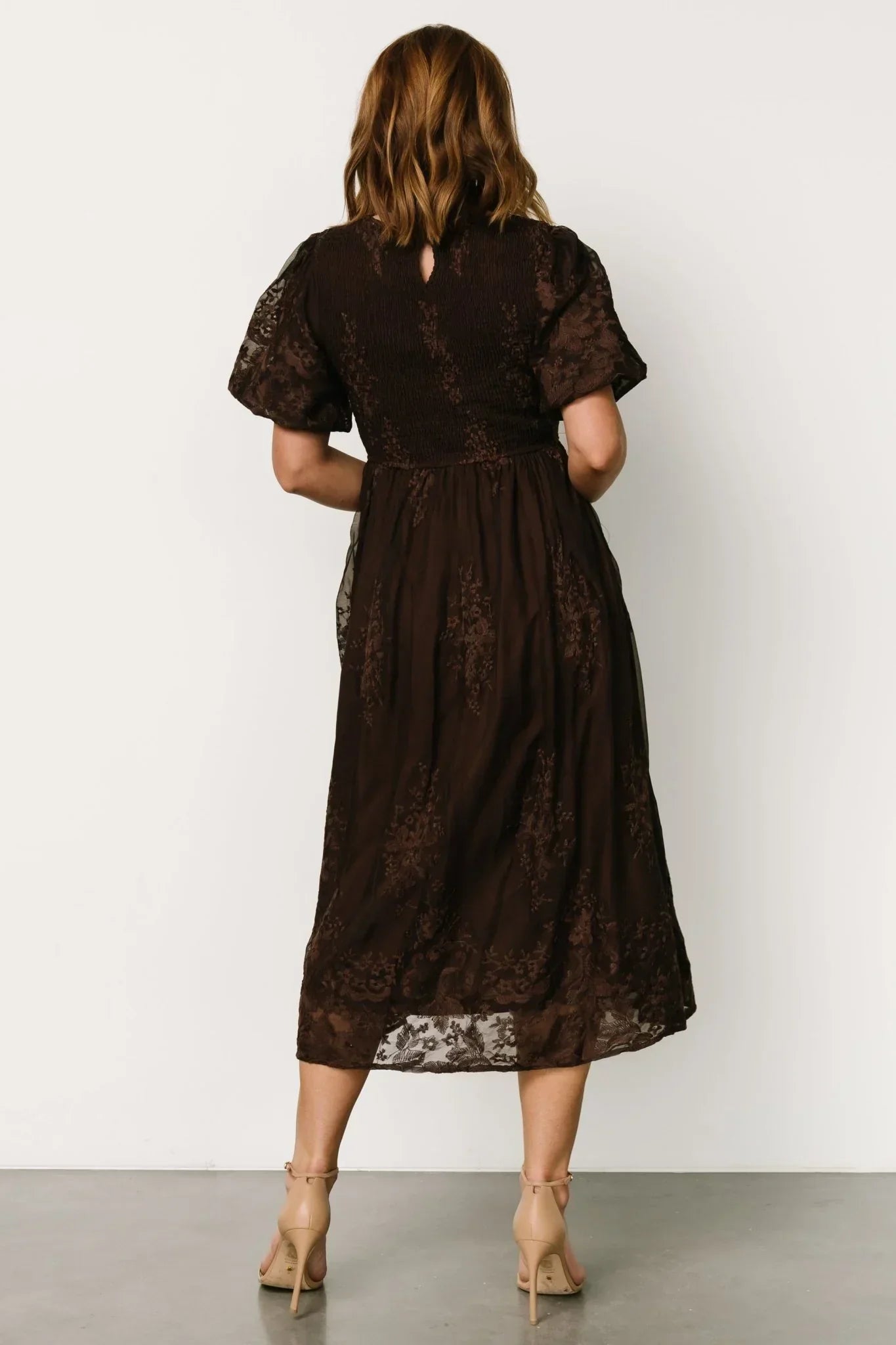 Corrine Embroidered Midi Dress | Brown