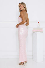 Saltwater Siren Strapless Sequin Maxi Dress Pink