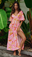 Louise Midi Dress - Pink