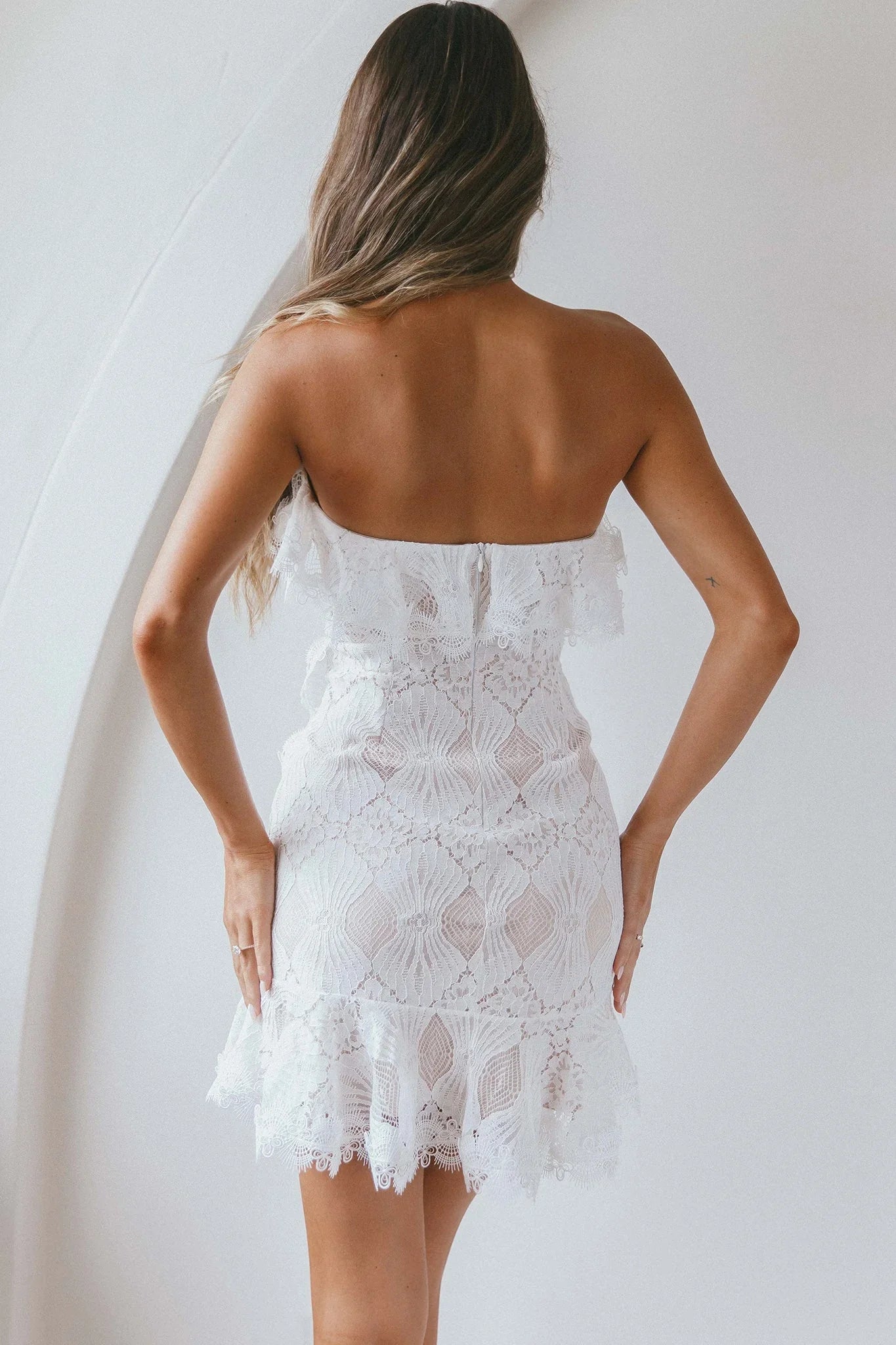 September Lace Mini Dress White