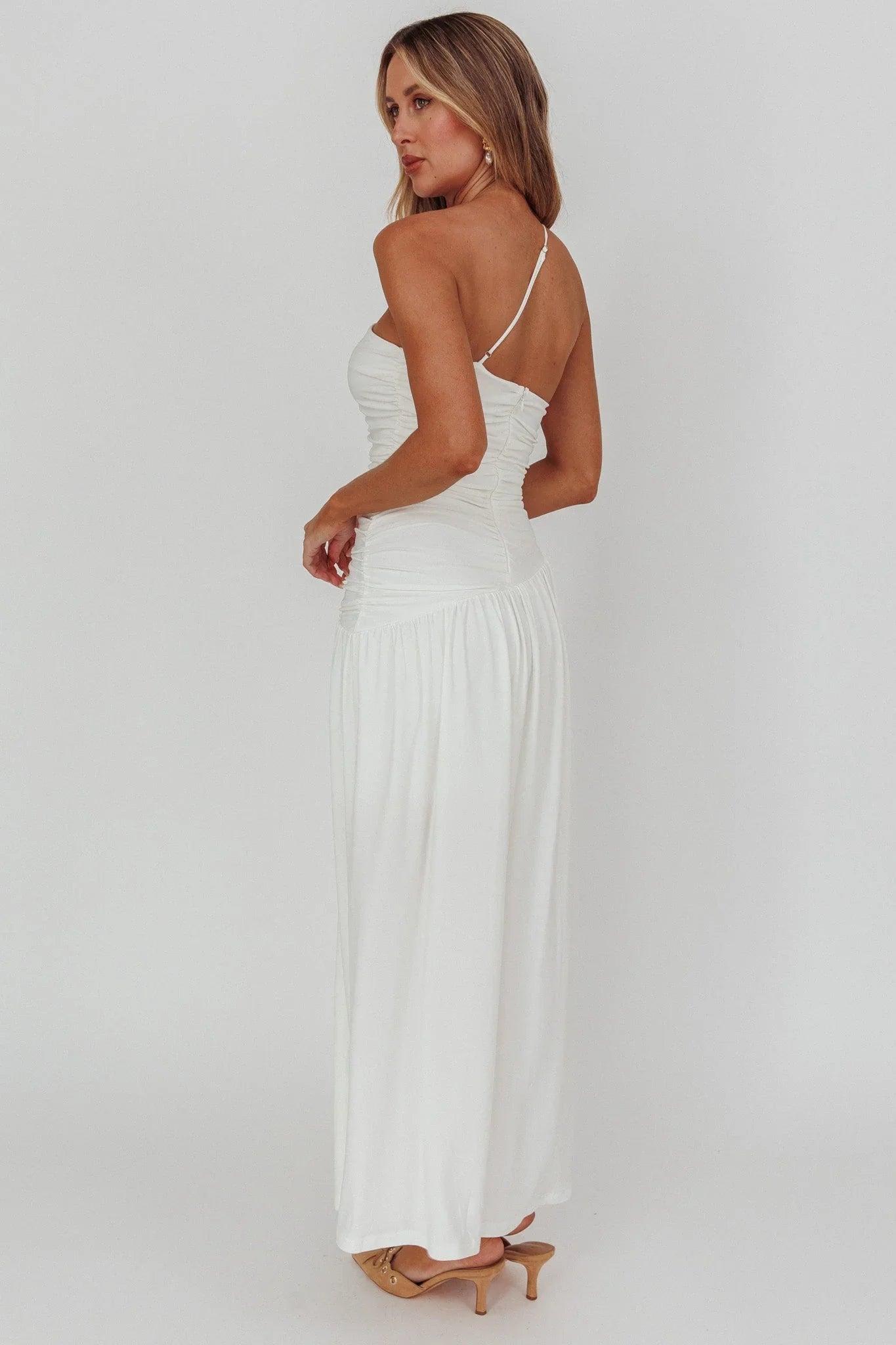 Destination One-Shoulder Maxi Dress White
