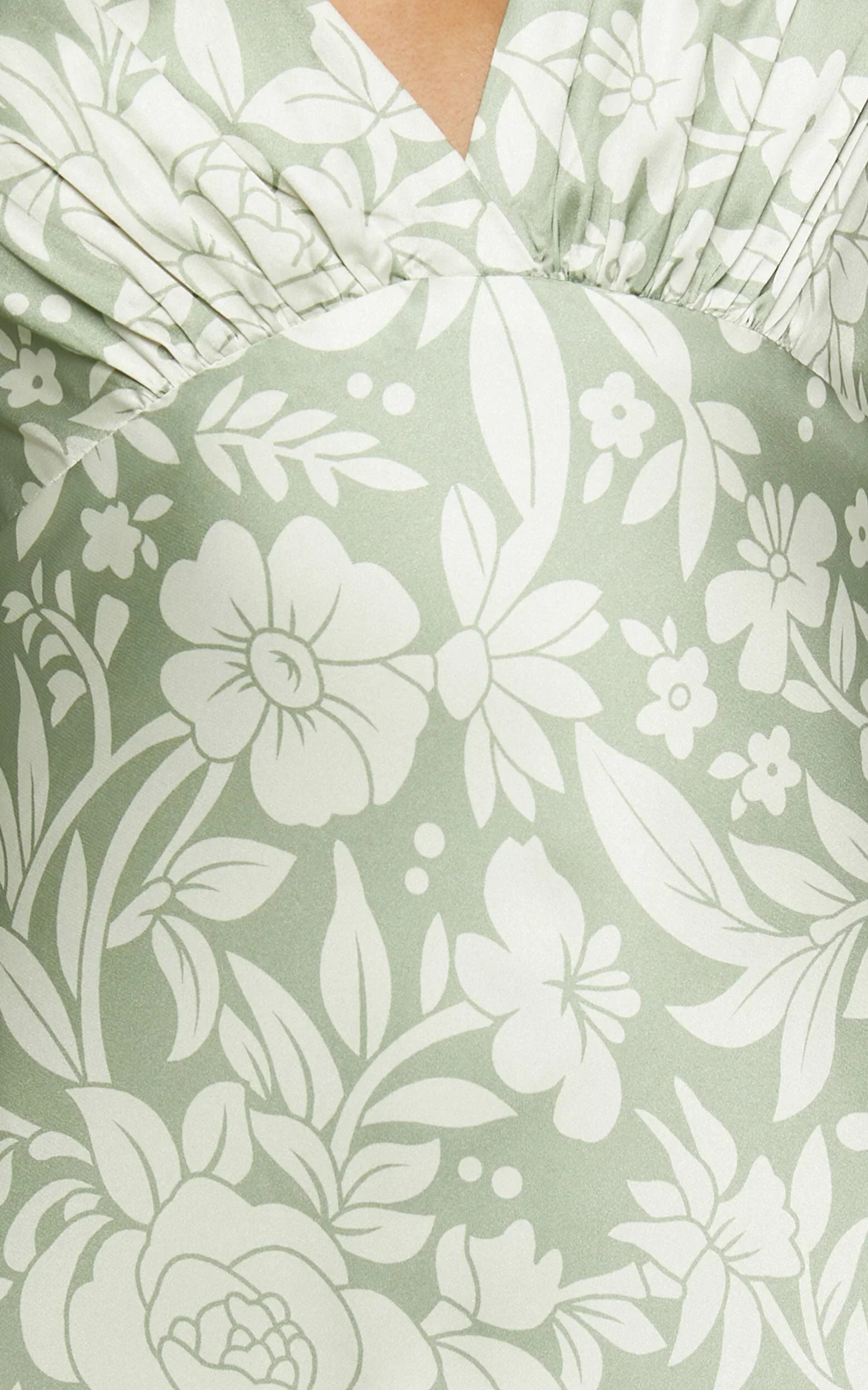 Freollyn Midi Dress - Deep V Neck Long Sleeve Dress in Sage