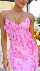 Debbie Midi Dress - Pink Floral