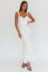 Autumn Moon Strappy Back Maxi Dress Textured White