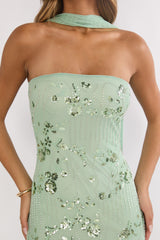 Jeremia Strapless Maxi Dress Sequin Mint