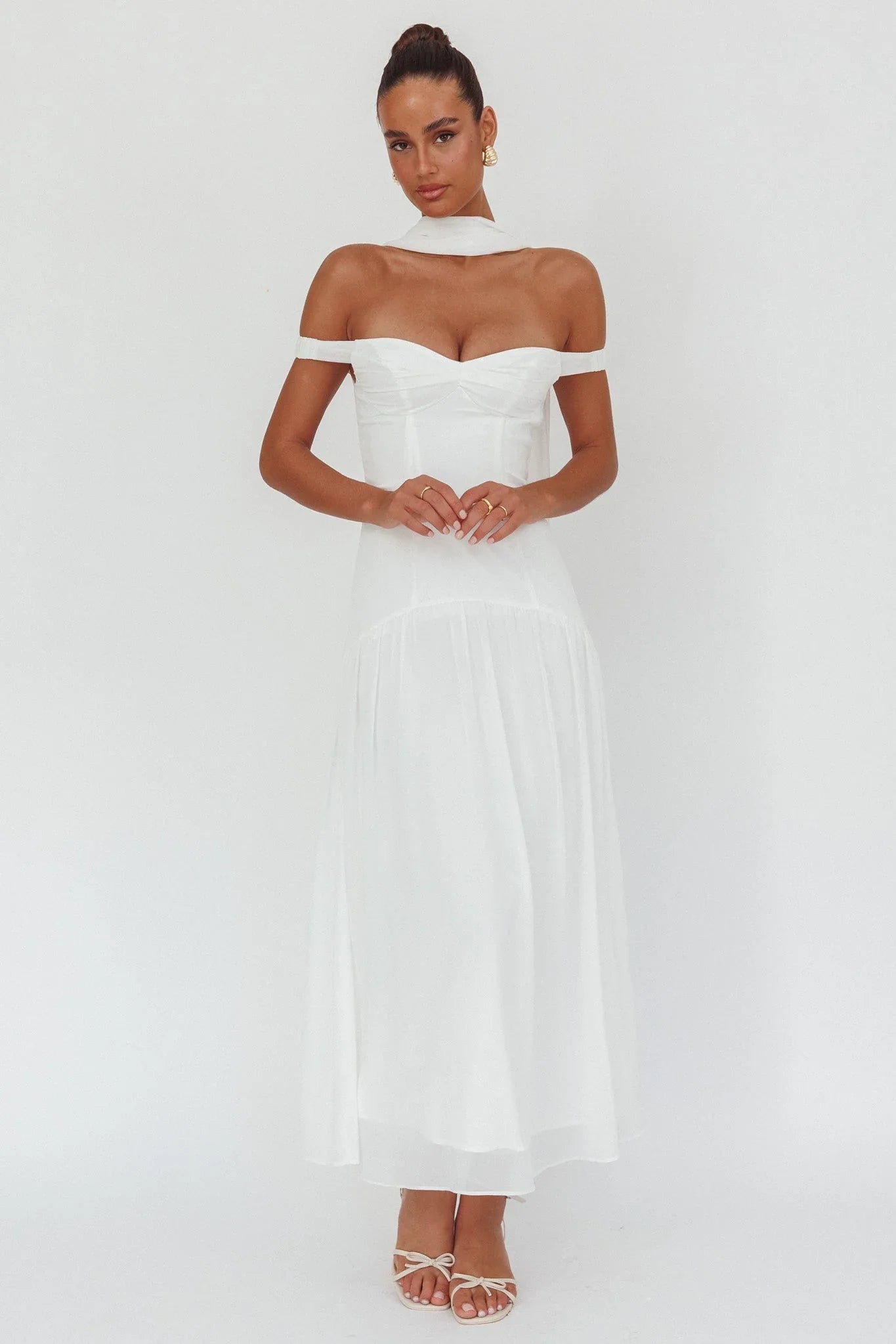 Kaycee Drop Waist Maxi Dress White