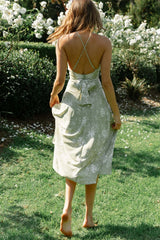 Linka Cami Strap Midi Dress Floral Print Avocado