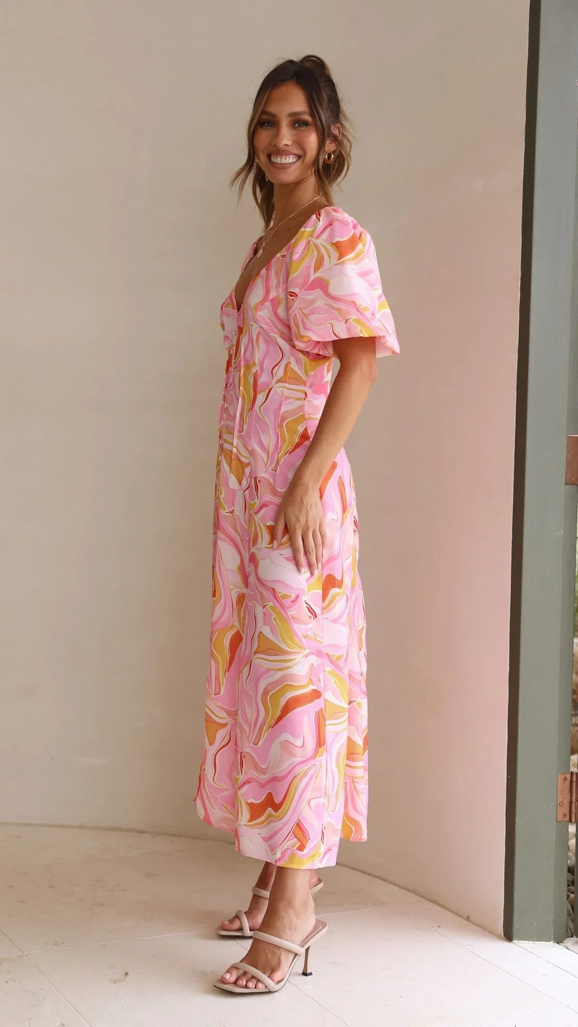 Louise Midi Dress - Pink