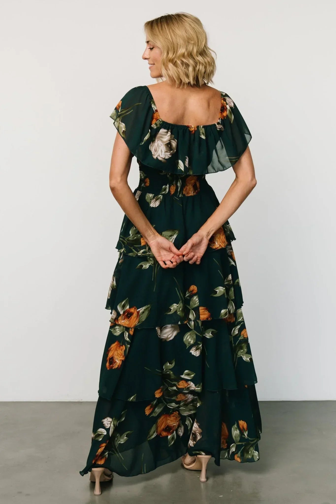Carina Off Shoulder Maxi Dress | Deep Topaz Floral