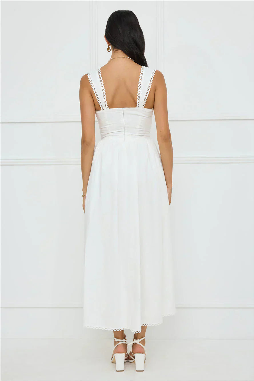 Luxe Serene Midi Dress White