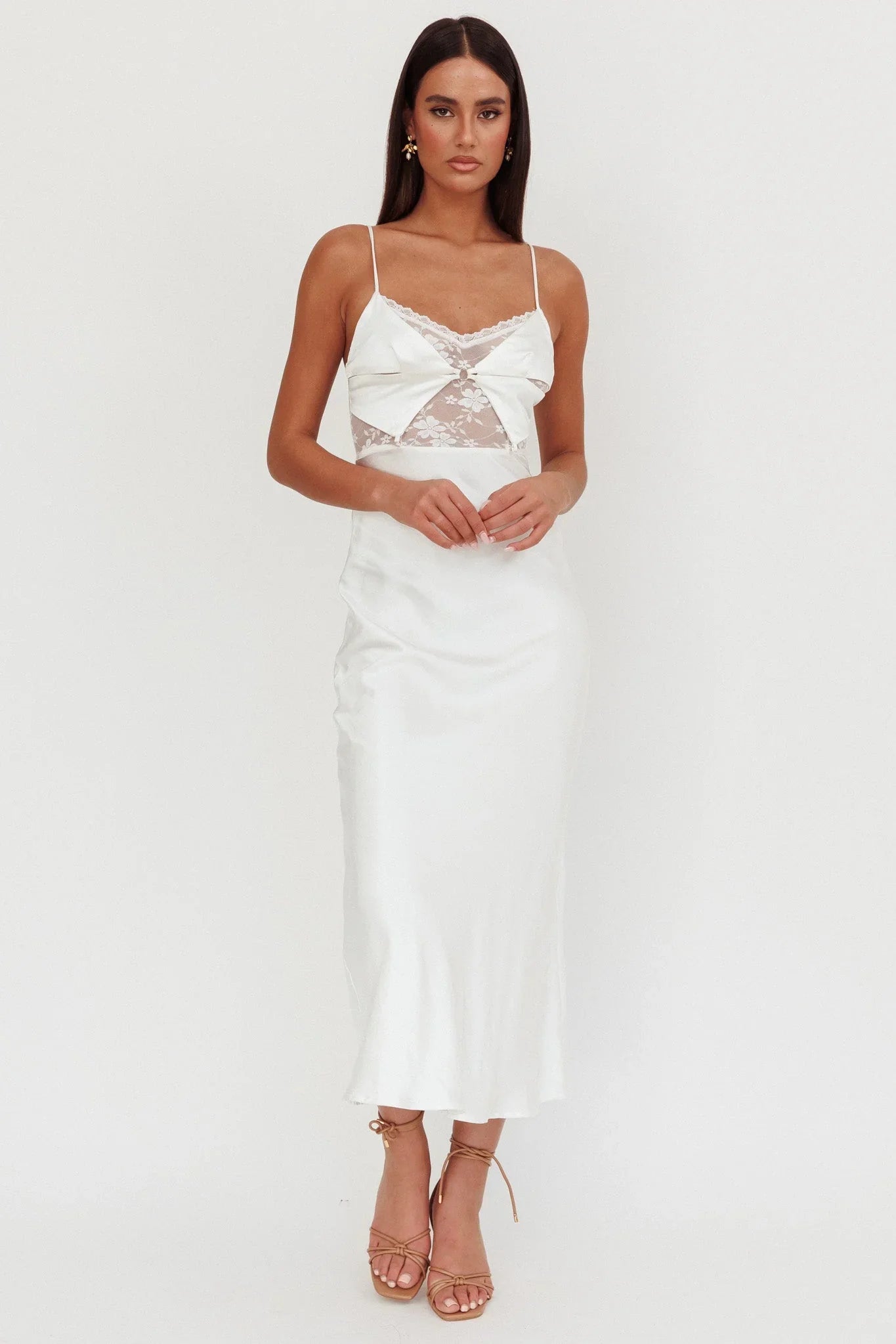 Impressions Lace Bodice Maxi Dress White