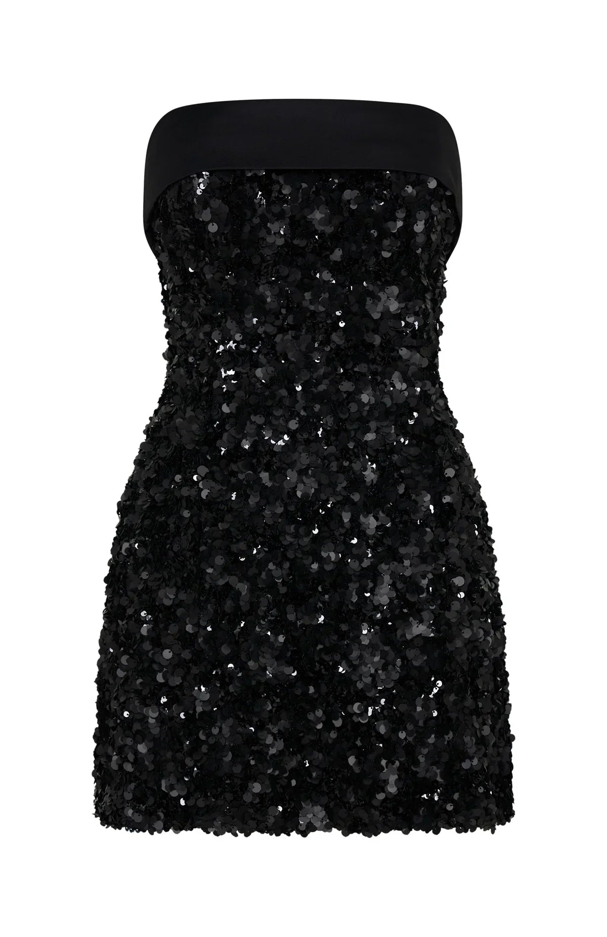All In Strapless Sequin Mini Dress Black